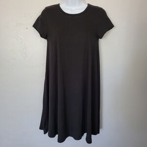 Derek Heart Small Black T-Shirt Dress Short Sleeve Basic Solid